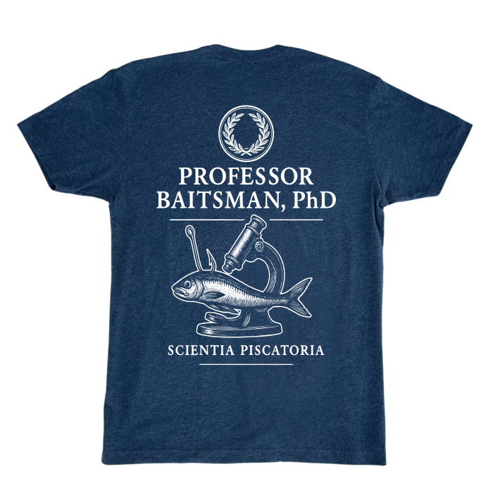 Professor Baitsman PHD Parody Fishing T-Shirt